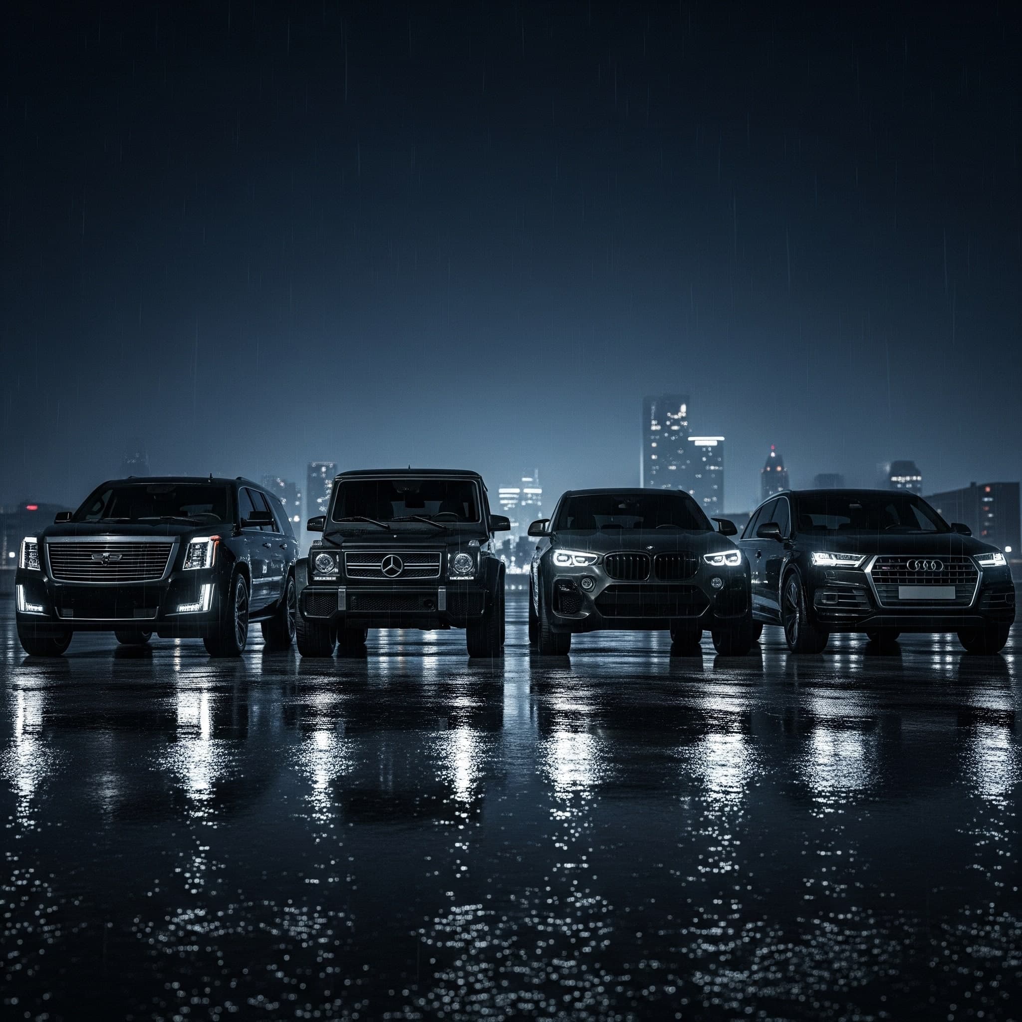 A group of luxury cars